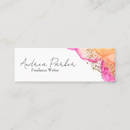 カスタムピンクインシンプルクモダンQRコード スキニー名刺 (正面)