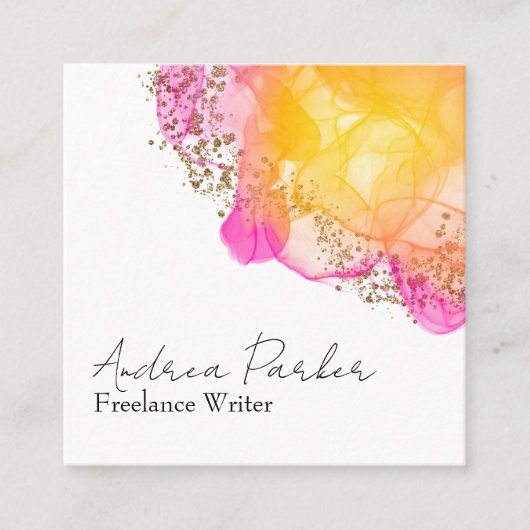 カスタムピンクインシンプルクモダンQRコード スクエア名刺 (正面)