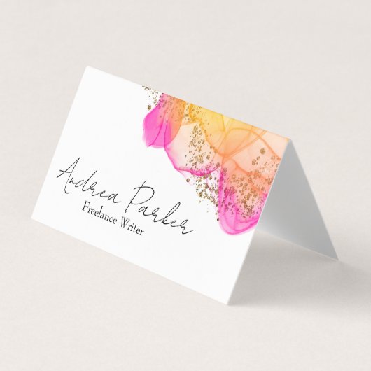 カスタムピンクインシンプルクモダンQRコード 名刺 (正面)