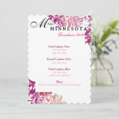 カスタムピンクカ数々のラーつる植物ランチョンプログラムカード メニュー (スタンド正面)