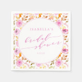 カスタムピンクガーリーウォーターフローラブライダルシャワー スタンダードカクテルナプキン (正面)