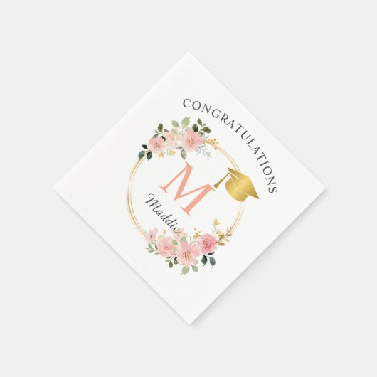 カスタムピンクガールズ卒業パーティー スタンダードカクテルナプキン (角)