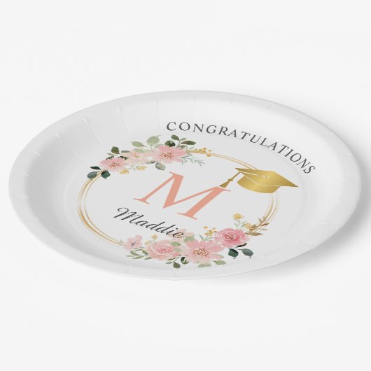 カスタムピンクガールズ卒業パーティー ペーパープレート (アングル)