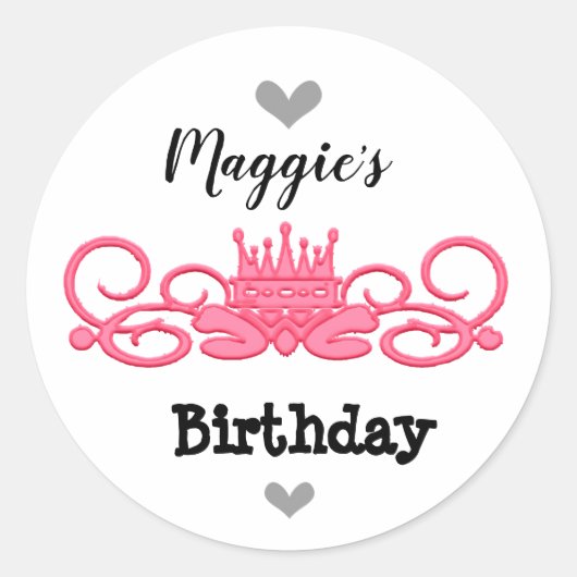 カスタムピンククラウンデザイン ラウンドシール (正面)