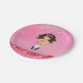 カスタムピンクグラムアイリッシュダンスブルネットガール ペーパープレート (アングル)