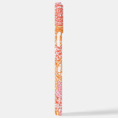 カスタムピンクコーラルレッドオレンジフローラアートパターン iPhoneケース (右側面)