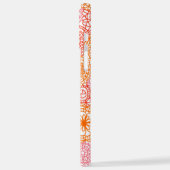 カスタムピンクコーラルレッドオレンジフローラアートパターン iPhoneケース (左側面)