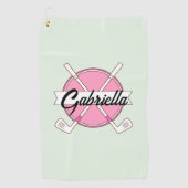 カスタムピンクゴパーソナライズされたルフクラブモノグラム ゴルフタオル (正面)