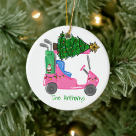 カスタムピンクゴルフカートSanta Golf Bagクリスマスツリー セラミックオーナメント