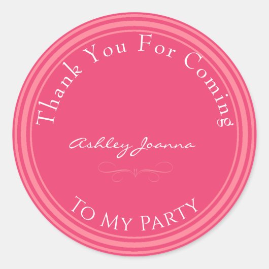 カスタムピンクサンキューステッカー ラウンドシール (正面)