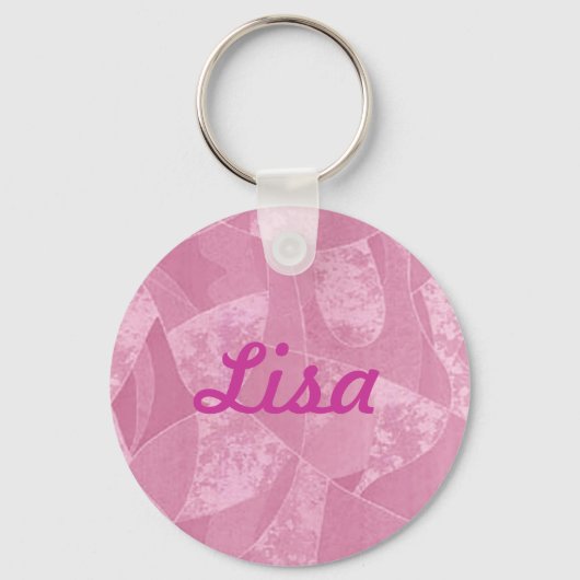 カスタムピンクステイングラスキーチェーン キーホルダー (正面)