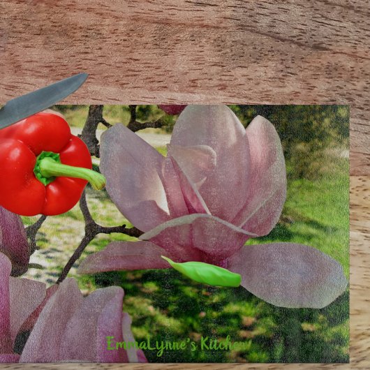 カスタムピンクソーサーマグノリアブロッサム カッティングボード