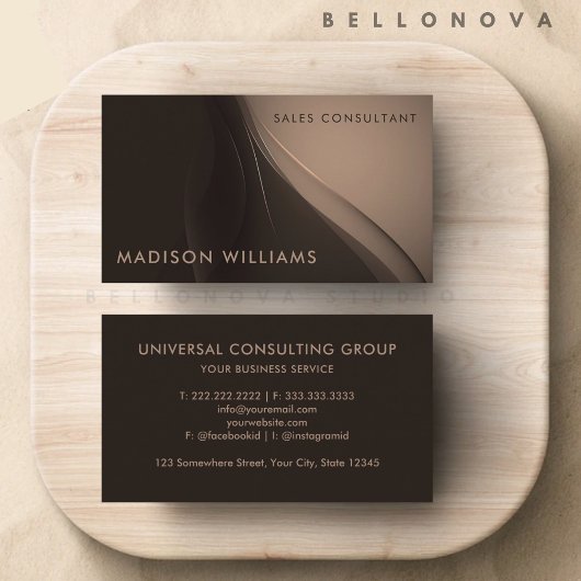 カスタムピンクダークブラウンエレガントプロフェッショナル 名刺