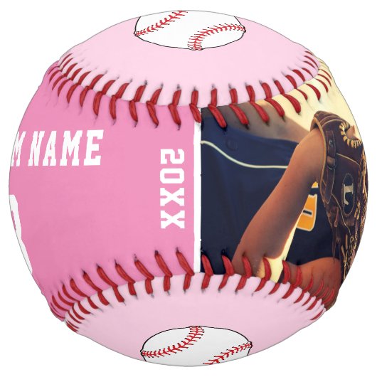 カスタムピンクチームのプレイヤー名写真 ソフトボール (正面)