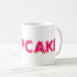カスタムピンクテキストのカップケーキ コーヒーマグカップ