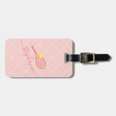 カスタムピンクテニスモノグラム旅行 ラゲッジタグ (正面横)