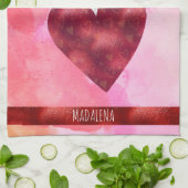 カスタムピンクドッグラバーバレンタインギフトチワワ キッチンタオル (折り畳み)