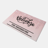 カスタムピンクドリッピンググリッターへようこそ ドアマット (アングル)