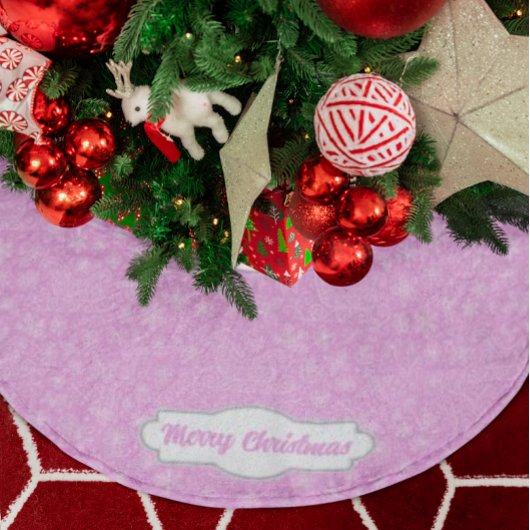 カスタムピンクドールクリスマススススそり模様 ブラッシュドポリエステルツリースカート