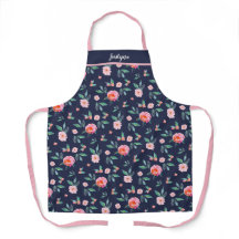 カスタムピンクネイビーブルーフローラ水彩模様