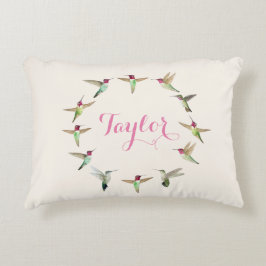カスタムピンクハミングバードアクセント枕 アクセントクッション