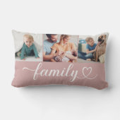 カスタムピンクハートスクリプト3フォトコラージュ ランバークッション (裏面)