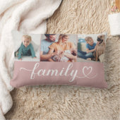 カスタムピンクハートスクリプト3フォトコラージュ ランバークッション (ブランケット)