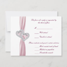 カスタムピンクハート応答カード 出欠カード