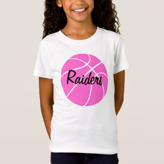 カスタムピンクバスケットボールTシャツ 子供用 Tシャツ (正面)