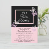 カスタムピンクバタフライベビーシャワー招待状カード 招待状 (スタンド正面)