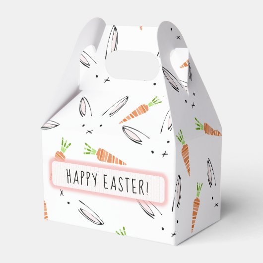 カスタムピンクバニーラビットとニンジン柄 フェイバーボックス (正面サイド)