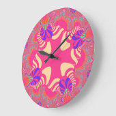 カスタムピンクバブルガム十字大壁時計 ラージ壁時計 (傾斜)