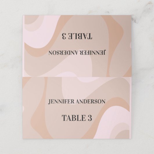 カスタムピンクパステルレトロウェーブズ結婚座席表 プレイスカード (外部開封)