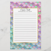 カスタムピンクパープルティール（緑がかった色）グリーンマーメイドはかりで測 便箋 (正面)