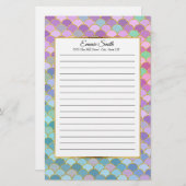 カスタムピンクパープルティール(緑がかった色)グリーンマーメイドはかりで測 便箋 (正面/裏面)