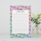 カスタムピンクパープルティール(緑がかった色)グリーンマーメイドはかりで測 便箋 (スタンド正面)