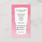 カスタムピンクパープルティール（緑がかった色）タンブラー水彩工芸品 名刺 (裏面)