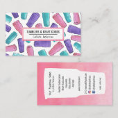 カスタムピンクパープルティール（緑がかった色）タンブラー水彩工芸品 名刺 (正面/裏面)