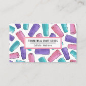 カスタムピンクパープルティール（緑がかった色）タンブラー水彩工芸品 名刺 (正面)