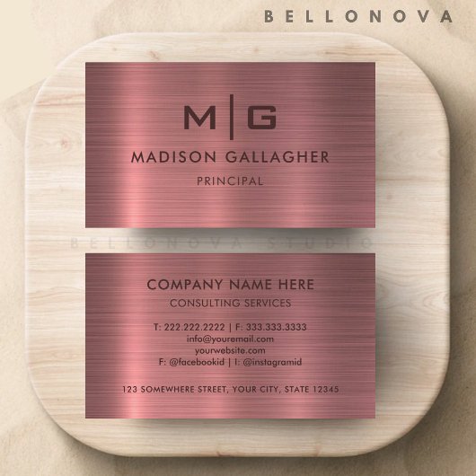 カスタムピンクパープルメタルスタイルプロフェッショナル 名刺