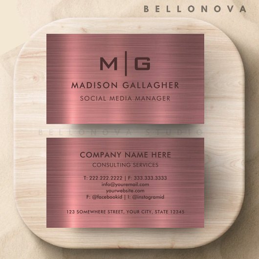 カスタムピンクパープルメタルスタイルプロフェッショナル 名刺