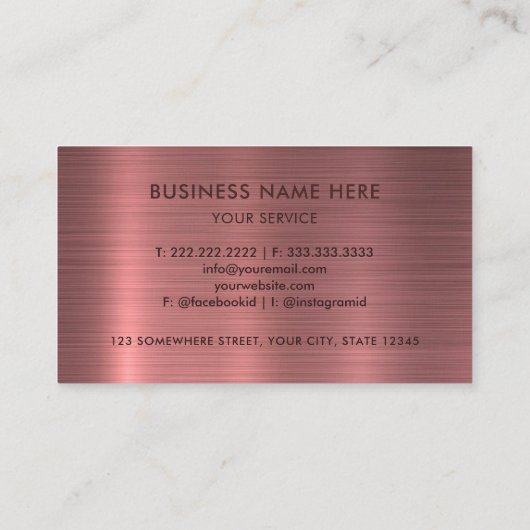 カスタムピンクパープルメタルスタイルプロフェッショナル 名刺 (裏面)