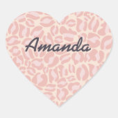 カスタムピンクヒョウ柄ヒョウ柄スポットサファリ ハートシール (正面)