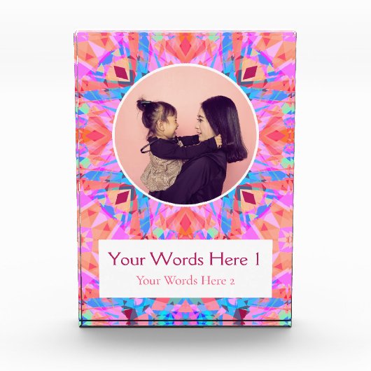 カスタムピンクピーチスターハッピーバースデーレディーズギフト フォトブロック (正面)