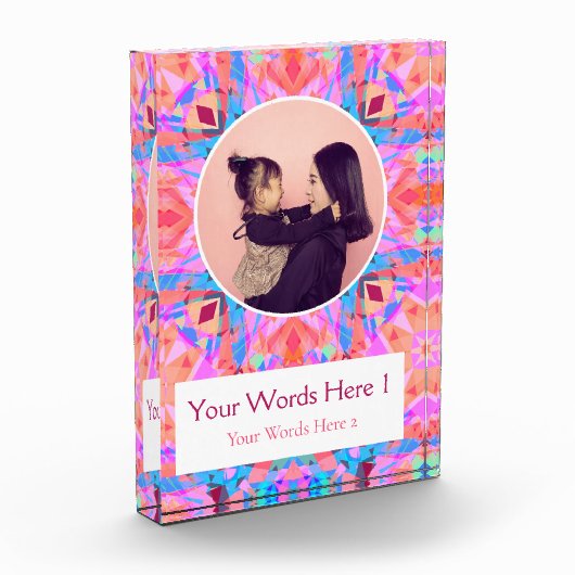 カスタムピンクピーチスターハッピーバースデーレディーズギフト フォトブロック (左)