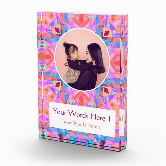 カスタムピンクピーチスターハッピーバースデーレディーズギフト フォトブロック (右)