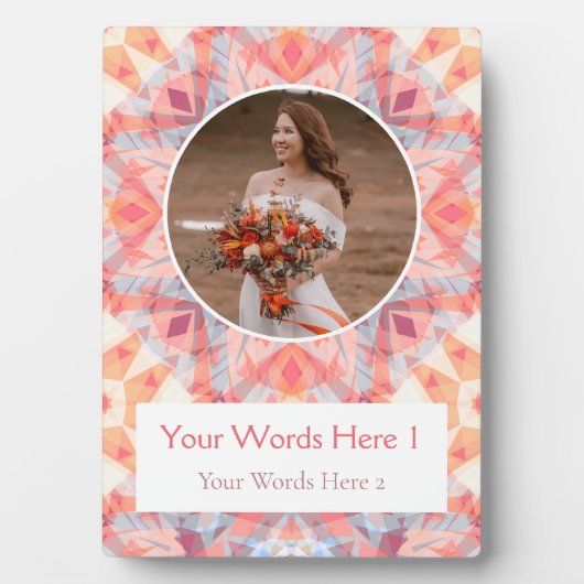 カスタムピンクピーチスター結婚ズ・アニバーサリーギフト フォトプラーク (正面)