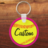カスタムピンクファストピッチソフトボールチーム/コーチ/プレーヤー キーホルダー (裏面)