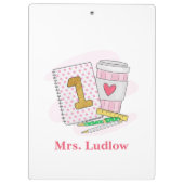 カスタムピンクファーストグレード先生学校 クリップボード (裏面)
