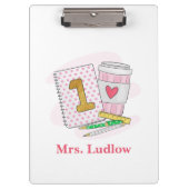 カスタムピンクファーストグレード先生学校 クリップボード (正面)
